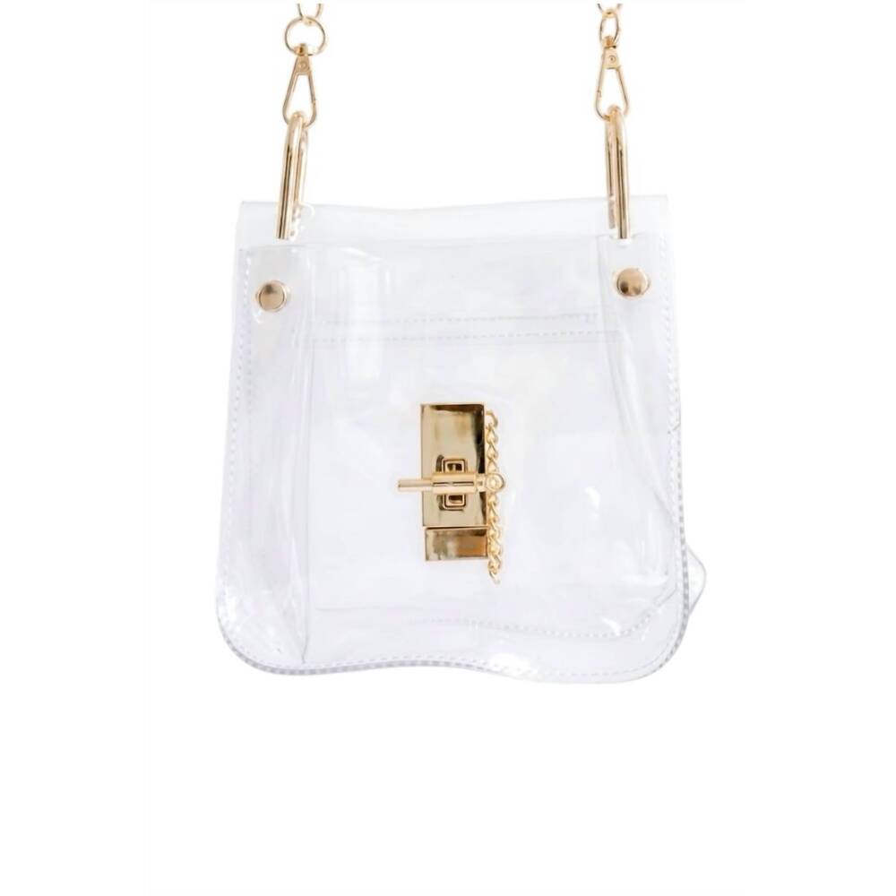 NEW CLEARLY HANDBAGS women's tatum clear gameday bag in gold